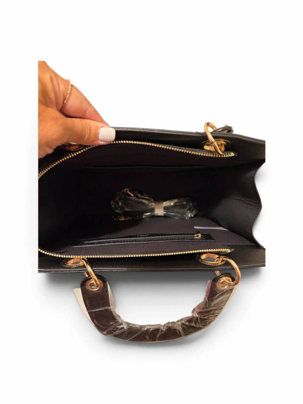 Trina Turk Black Structured Top-Tote w/Front Slip Pocket